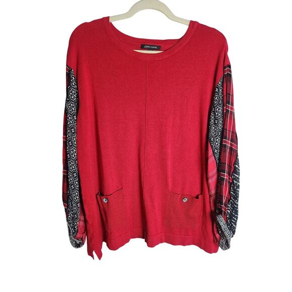 John Mark Tops - John Mark sweater womens L contrasting balloon sleeves art to wear Careerwear